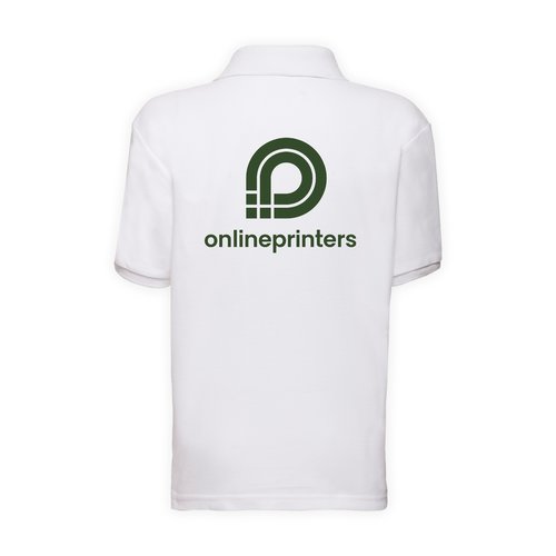 Wit gemleerd piqu poloshirt voor kinderen met korte mouwen.
