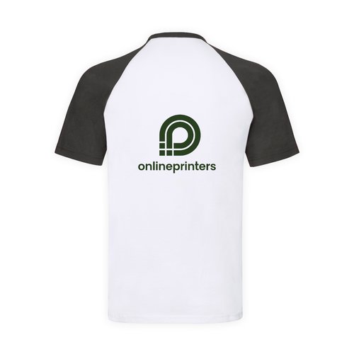 Wit katoenen T-shirt met zwarte raglanmouwen voor heren.