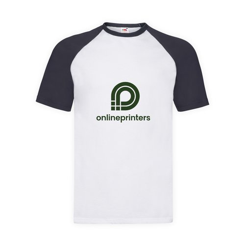 Wit/navy katoenen t-shirt met korte raglanmouwen voor heren.