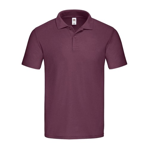Bordeaux katoenen poloshirt voor heren met korte knoopsluiting.