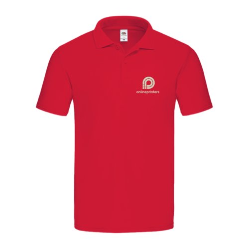 Rood katoenen poloshirt voor heren met korte mouwen.
