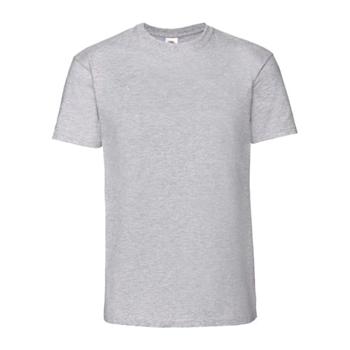 Grijs gemleerd katoenen t-shirt met korte mouwen.