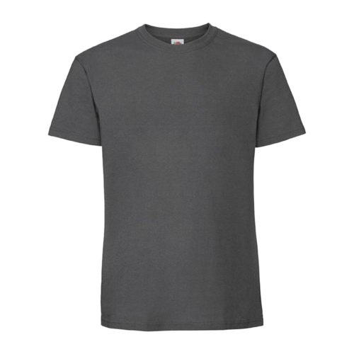 Donkergrijs katoenen T-shirt met korte mouwen.