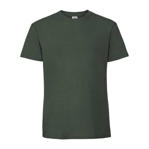Donkergroen katoenen T-shirt met korte mouwen en ronde hals.