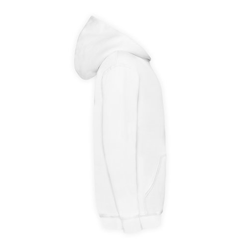 Witte katoen-polyester hoodie voor kinderen met capuchon en kangaroezak.
