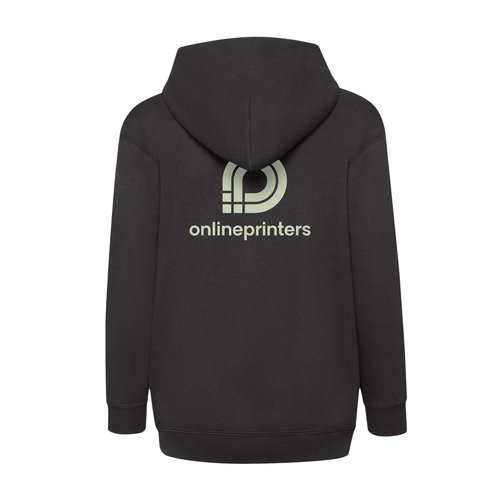 Zwart katoenmix sweatjack voor kinderen met capuchon.