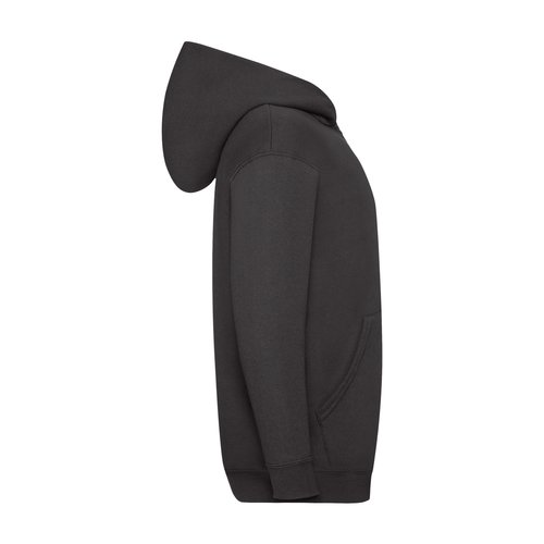 Zwart fleece vest van katoenmix met capuchon en volledige ritssluiting voor kinderen.