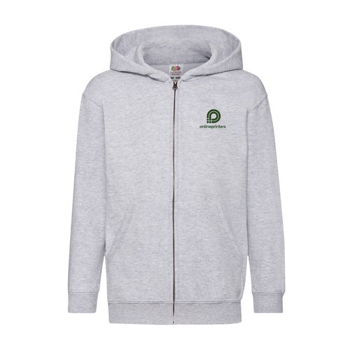 Grijs gemleerd sweatjack van katoenmix met capuchon en volledige ritssluiting.