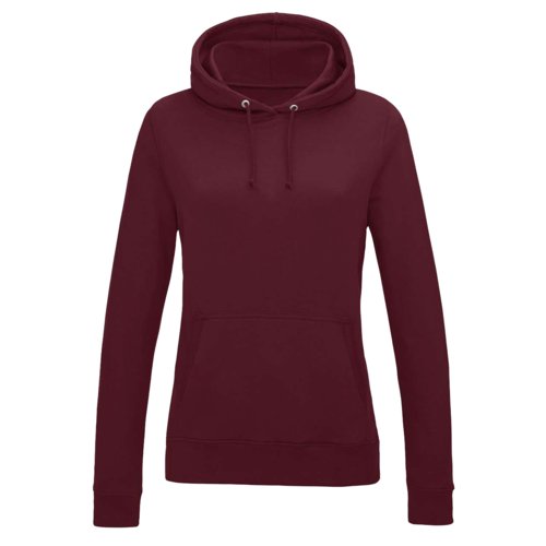 Bourgondische college-stijl hoodie van katoen-polyester met capuchon en kangoeroezak.