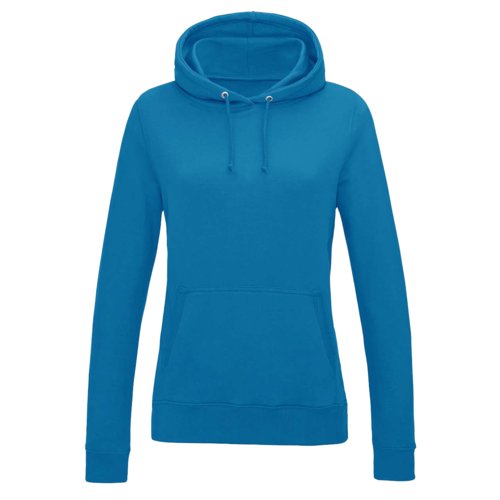 Blauwe katoen-polyester hoodie met capuchon en trekkoord.