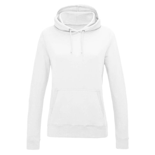 Witte katoen-polyester hoodie met capuchon en trekkoord.