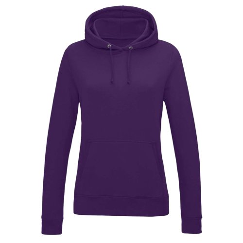 Paarse katoen-polyester sweater met capuchon en kangoeroezak.
