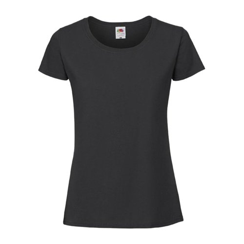 Zwart katoenen dames-T-shirt met korte mouwen en ronde hals.