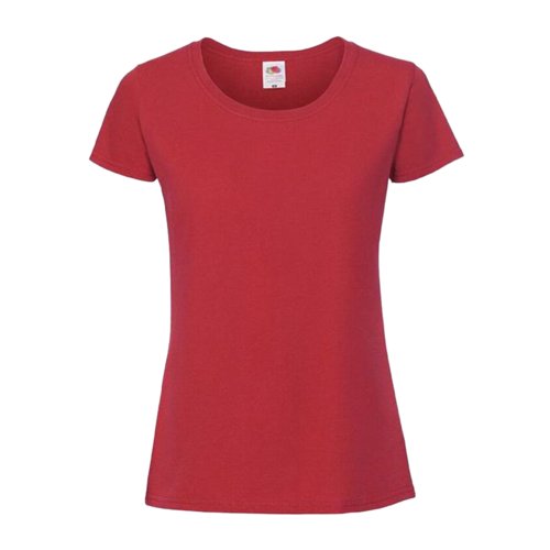 Rood katoenen T-shirt voor dames met korte mouwen.