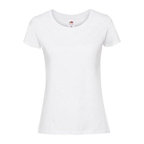 Wit katoenen dames T-shirt met korte mouwen.