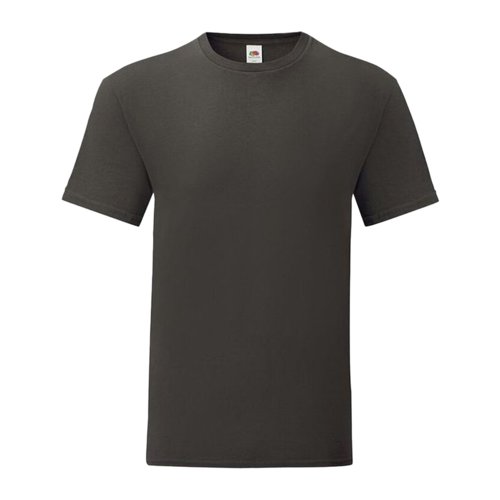 Donkergrijs katoenen T-shirt met korte mouwen en ronde hals.
