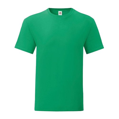 Groen katoenen T-shirt met korte mouwen en ronde hals.