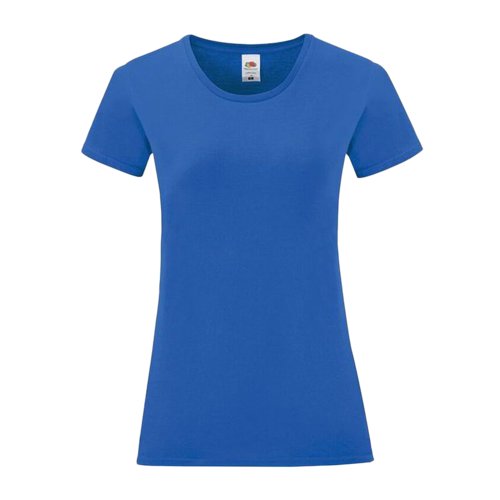 Koningsblauw katoenen T-shirt voor dames met korte mouwen.