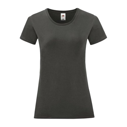 Donkergrijs katoenen T-shirt voor dames met korte mouwen.