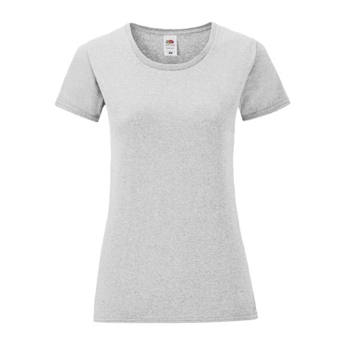 Lichtgrijs katoenen T-shirt voor dames met korte mouwen.