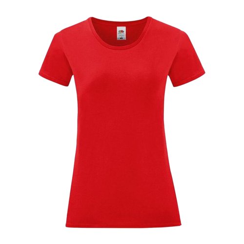 Rood dames T-shirt van katoen met korte mouwen.
