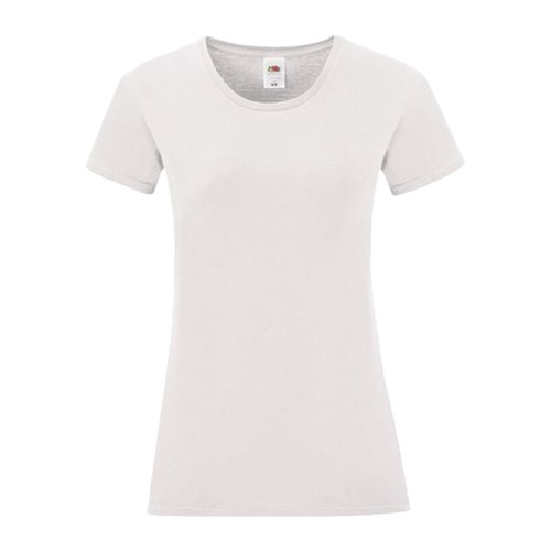 Wit katoenen T-shirt voor dames met korte mouwen en ronde hals.