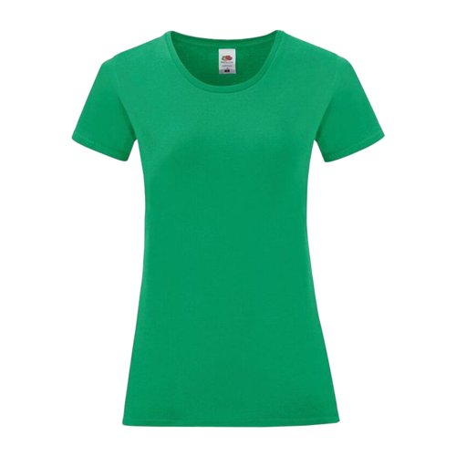 Groen katoenen T-shirt voor dames met ronde hals en korte mouwen.