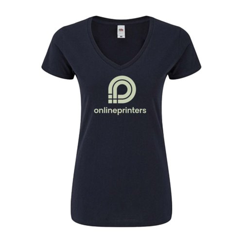 Donkerblauw dames T-shirt met V-hals.