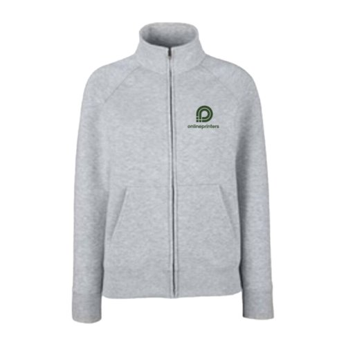 Grijze sweaterjas van katoenmix met volledige ritssluiting en zakken.