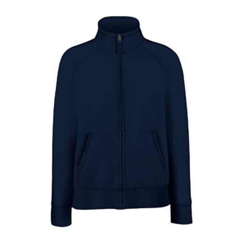Zwart-blauw katoenmix sweatjack met rits en zakken.