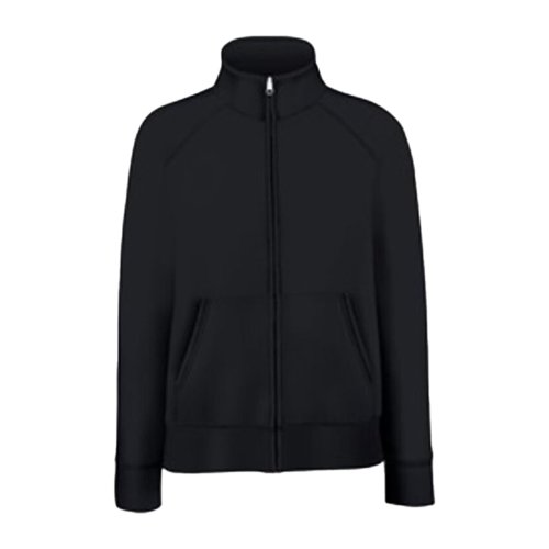 Zwart katoenmix sweatshirt jack met volledige ritssluiting en zakken.