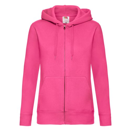 Roze dameshoodie van katoenmix met volledige ritssluiting en kangoeroezak.