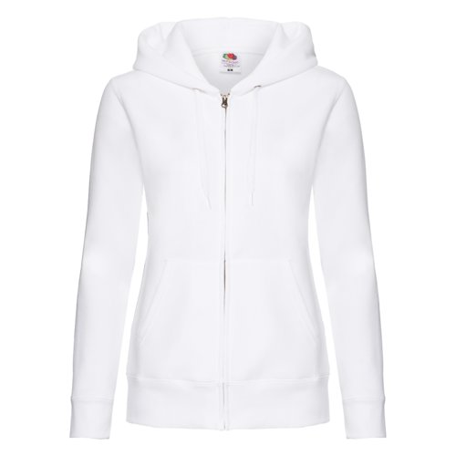 Witte hoodie van katoenmix met rits en zakken.