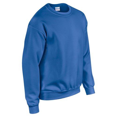 Koningsblauwe katoen-polyester sweatshirt met ronde hals.