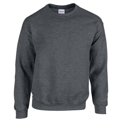 Grijs gemleerd katoen-polyester heren sweatshirt met ronde hals.
