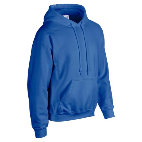Koningsblauwe katoen-polyester hoodie voor heren met kangoeroezak en capuchon.