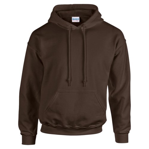 Donkerbruine katoen-polyester hoodie voor heren met capuchon en kangoeroezak.