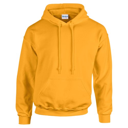 Goudgele hoodie van katoenmix met capuchon en kangoeroezak.