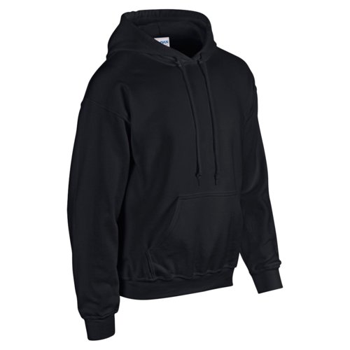 Zwarte hoodie van katoenmix met capuchon en kangoeroezak.