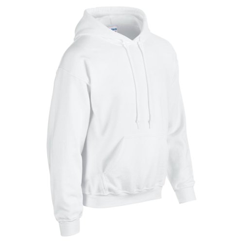 Witte katoen-polyester hoodie voor heren met capuchon en kangoeroezak.