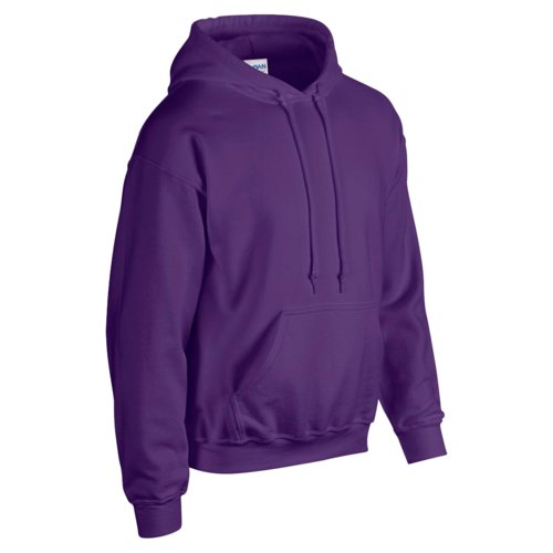 Paarse herenhoodie van katoenmix met kangoeroezak en capuchon met trekkoord.