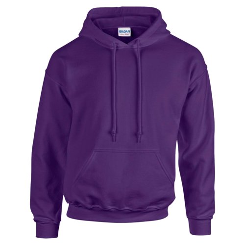 Paarse herenhoodie van katoenmix met trekkoord en kangoeroezak.