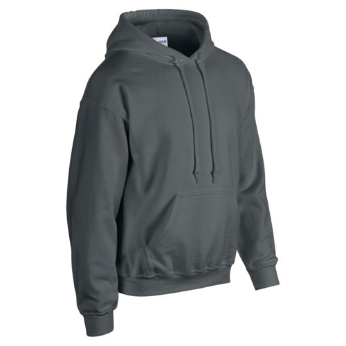 Antracietkleurige katoen-polyester hoodie voor heren met capuchon en kangoeroezak.