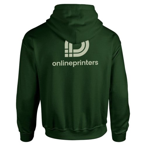 Donkergroene hoodie van katoenmix met capuchon en kangoeroezak.