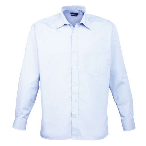Lichtblauw poplin overhemd van polyester en katoen voor heren.