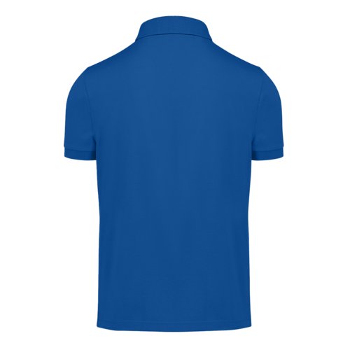 Koningsblauw katoenen poloshirt voor heren met korte mouwen.