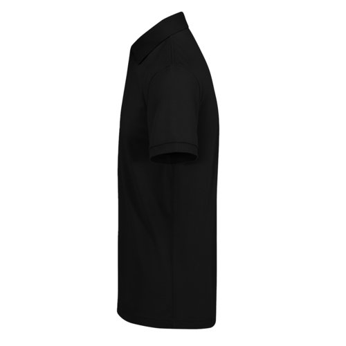 Zwart katoenen poloshirt voor heren met korte mouwen.