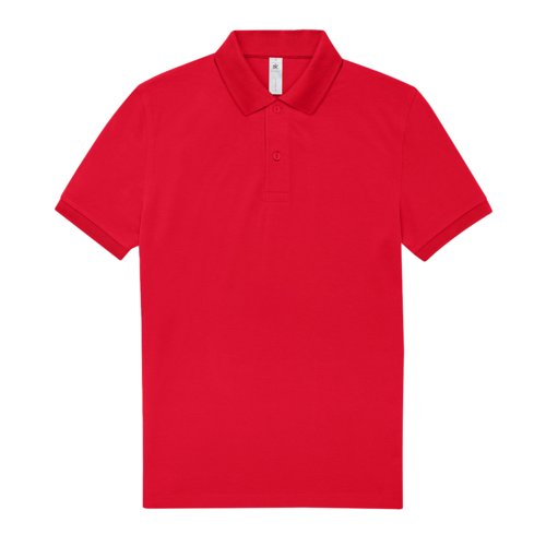 Rood katoenen poloshirt voor heren met korte knoopsluiting.
