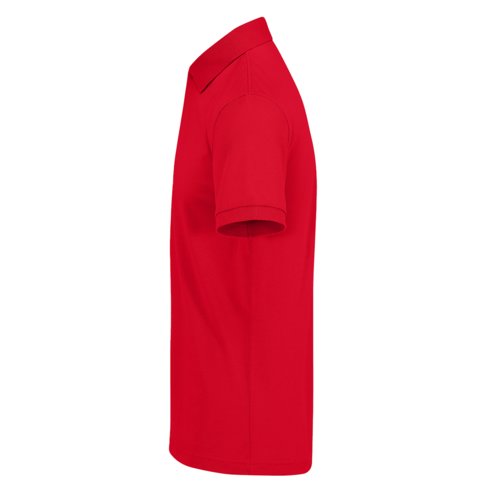 Rood katoenen poloshirt voor heren met korte knoopsluiting.