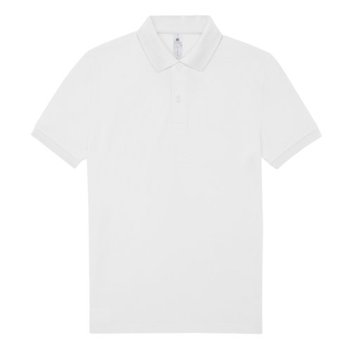 Wit katoenen poloshirt voor heren met korte knoopsluiting.